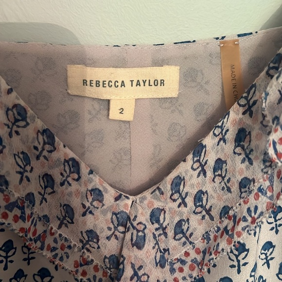 WOMENS TOP REBECCA TAYLOR BLUE/ GRAY FLORAL SIZE 2 - Picture 3 of 5